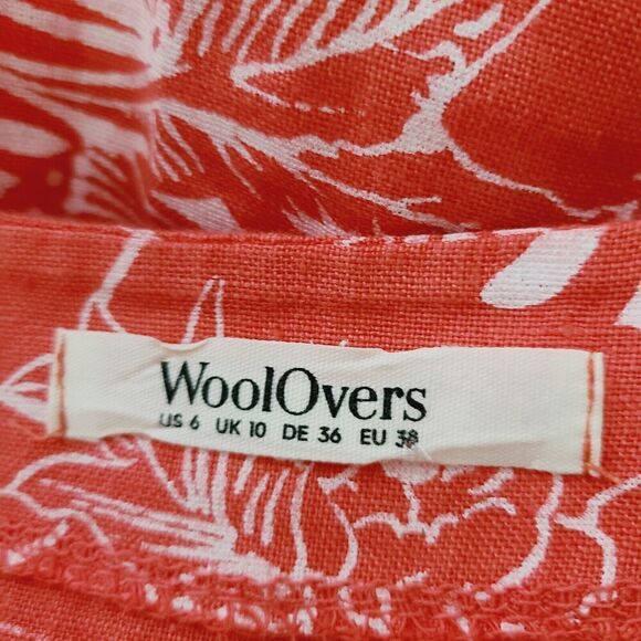 Woolovers Linen‎ Pocket Tunic Dress 6 Coral Pink 100% Linen Floral Hawaiian - Picture 8 of 10